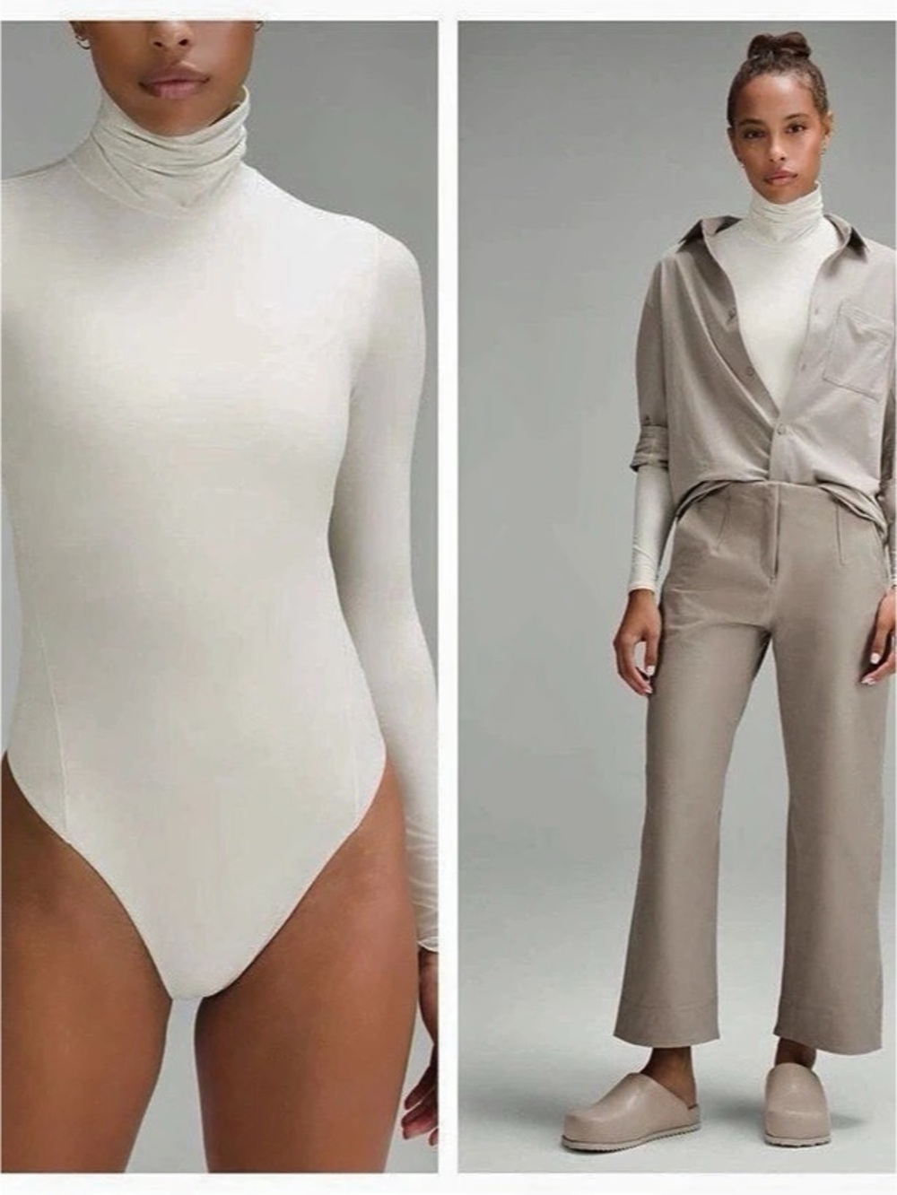 lululemon Long Sleeve Turtleneck Bodysuit in White Size Medium
